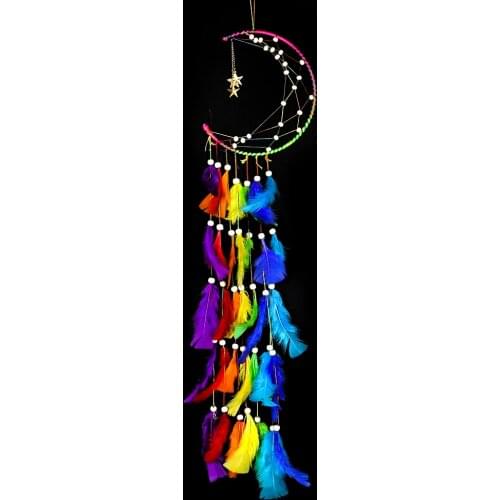 Hand-woven Colorful Crescent Islam Dream Catcher Porch Home Stay Adornment Hang Adornment Wall Adornment Dream Girl Heart Gift