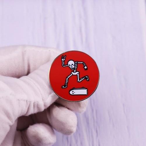 Rad In Peace Pin Skateboard Ghost Brooch Boo Punk Gothic Badge Jewelry Halloween Gifts