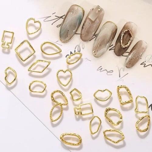 20Pcs/set Japanese Nail Art Accessories Metal Frame Nail Sticker Irregular Hollow Alloy Frame Nail Sticker Decoration