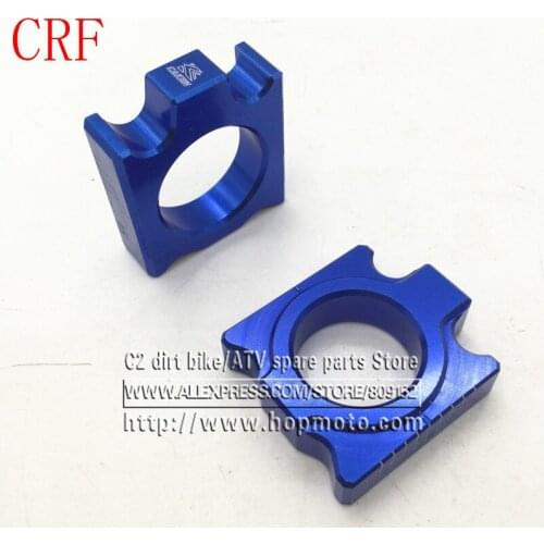 Billet CNC Rear Axle Blocks Chain Adjusters CR 125 250 CRF 250 450 R X RED CRF Fit Motorcross Dirt Bike BLUE