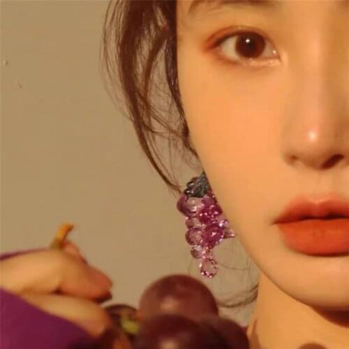 NEW Summer Acrylic Sweet A Bunch Of Grape Earrings Big Long Dangle Drop Fashion Tropic Fruit Jewelry For Women Girls Ladies