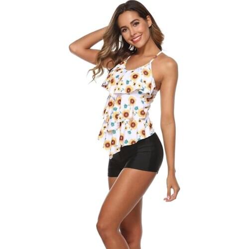 Swimwear Plus Size Female Ruffle Tankini Bodysuit Two Piece Floral 2021 New Sport Swimsuit Women Push Up Beachwear Swimming #T3G