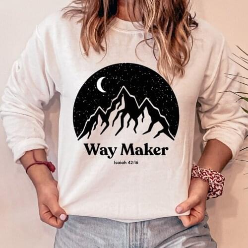 Way Maker Isaiah 42:16 Sweatshirt Aesthetic Women Long Sleeve Christian Sayings Pullover Outfits