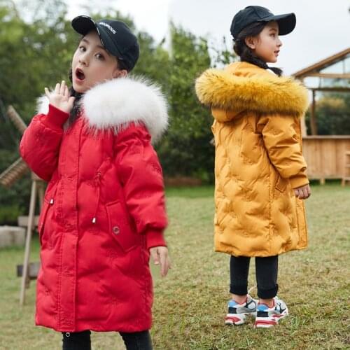 2020 Winter Duck Down Jacket Girls Clothes Children Clothing Kids Girls Thick Warm Outerwear Coats Parka Hooded Snowsuit W666