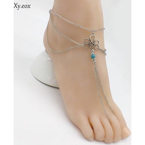 1Pc Fashion Womens Anklet Ankle Bracelet Tassel Bead Foot Chain Toe Ring Jewelry