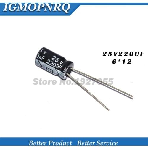 20PCS 25V220UF 6*12mm 220UF 25V 6*12 Electrolytic capacitor NEW