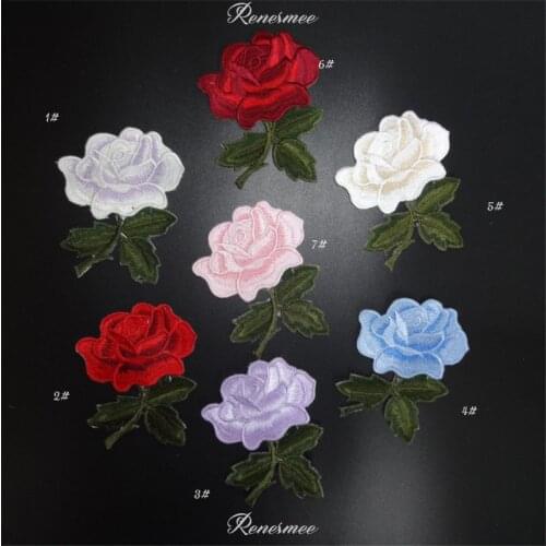 3Pcs Rose Cloth Applique Clothing Embroidery Patch Fabric Sticker Iron On Patch Craft Sewing Repair for Dress 6.5X8.5cm SX132
