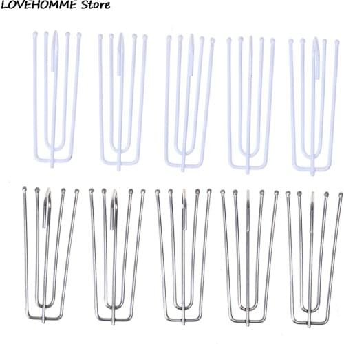 50Pcs/set Four Fork Metal Anti-rust Curtain Tape Hook Curtain Cloth Ring Clamp Top Rod Stainless Steel Curtain Accessories