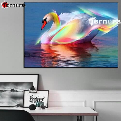 5d diy diamond painting Color swan mosaic diamond crystal painting full square round diamond embroidery art Cross stitch decor
