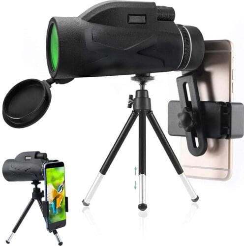 80x100 Powerful Monocular Telescope , Optional Tripod and Smartphone Holder, Suitable for Hiking and Camping Telescopio