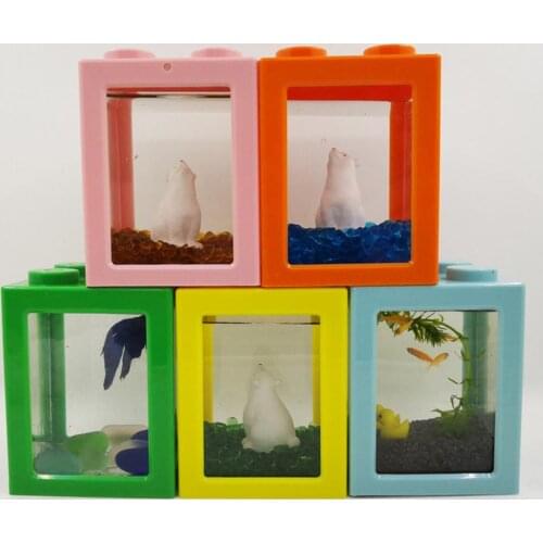 10 Color Aquarium Fish Bowl Stacking Ecological Bucket Fish Tank Algae Ball Spider Box Mini Reptile Row Cylinder Building Blocks