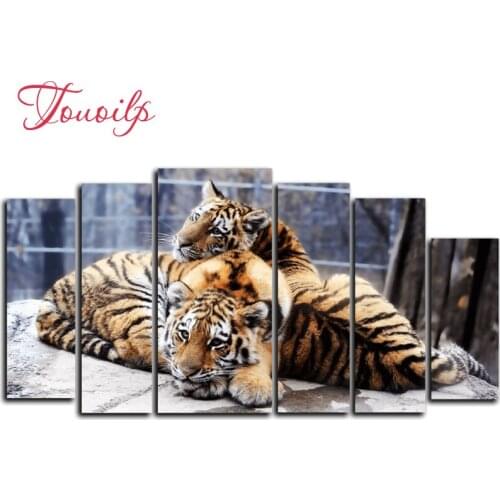 6pcs,Full,square&round Two tigers Diamond Embroidery,5d Diamond Painting,Cross Stitch,3D,Diamond Mosaic,diamond pattern,Crafts