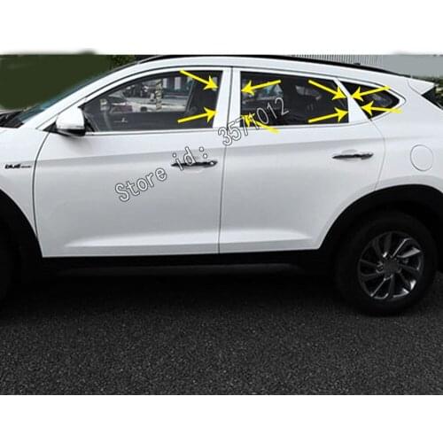 Car Body Stick Stainless Steel Glass Window Garnish Pillar Middle Column Strip Trim High Quality For Hyundai Tucson 2019 2020