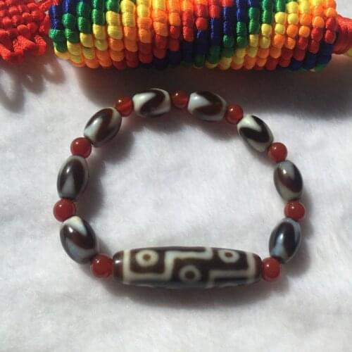High Quality Tibetan Dzi Beads Nine Eye and Tiger Eyes Men and Womens Bracelet with Red Stone Spacers Wonderful Bracelet