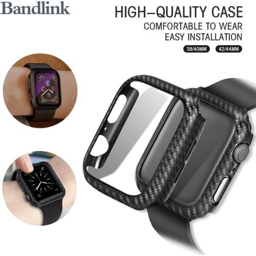 Case for Apple Watch 3 2 1 38MM 40MM Watch Cover Protective Case Carbon fiber pattern PC Case for iWatch Series 4 5 42MM 44MM