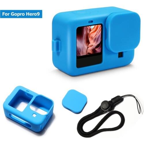 Black/Blue Silicone Case Lens Cap Protective Cover Cage For GoPro Hero9 Kits For GoPro Hero 9 Black Accessories GoPro9 Hero9