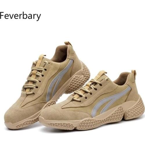 Feverbary Men Indestructible Steel Toe Cap Safety Shoes Non_Slip Puncture Resistant Ground Work Boots Comfortable