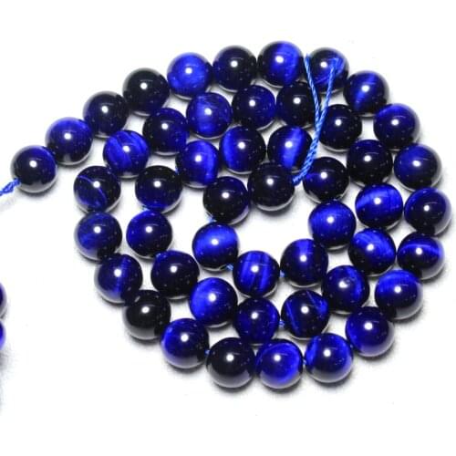 Deep Blue Tiger eye Semi -precious Natural Stone Round Beads For Jewelry Making 6/8/10/12 mm DIY Bracelet Necklace Strand 15