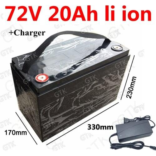 GTK 72v 20ah Lithium ion battery pack 18650 li ion for drilling boat E Motorcycle Scooter E bike 2000W motor +3A charger