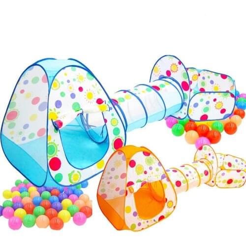 Play Tent Foldable Portable Plastic Ball Pool Round Tent Tunnel Set Indoor/Outdoor Sports Play House Princess Toys For Children