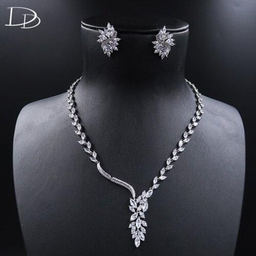 DODO Elegant Ladies Banquet Accessories Shine AAA Zircon Jewelry Set Necklace Stud Earrings Sets Wedding Female Bijoux D15228