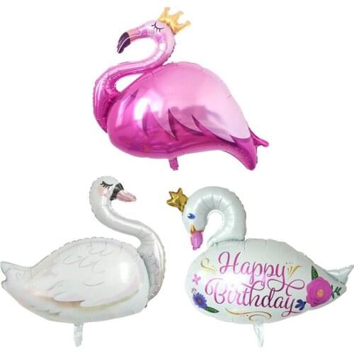 Crown Flamingo Foil Balloon White Swan Balloon Birthday Wedding Hawaiian Party Decoration Helium Inflatable Balls kids Gifts Toy