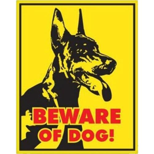 Creative Doberman Pinscher BEWARE OF DOG Classic Car Sticker Window Vinyl Reflective Cover Scratches Waterproof PVC16cm X 12.7cm