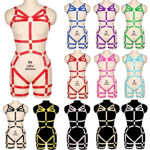 Light Sexy Party Rave Wear Goth Bdsm Womens Underwear Erotic Lingerie Women Harness Bra Gothic Thigh Bands Body Harness Garter