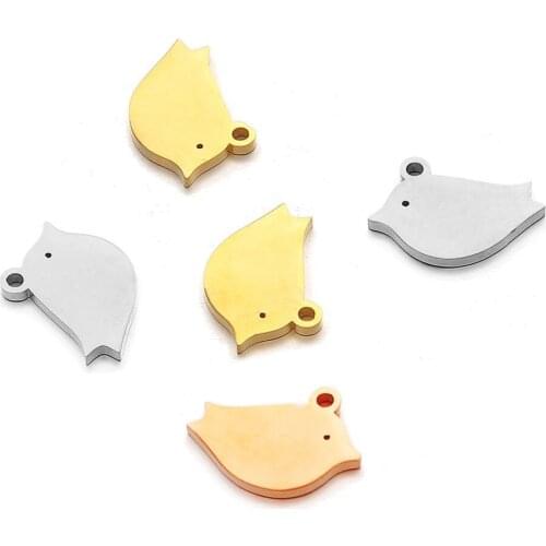 Stainless Steel 16*12mm Small Cute Bird Charm Animal Pendant DIY Jewelry Accessories for Necklace Bracelet