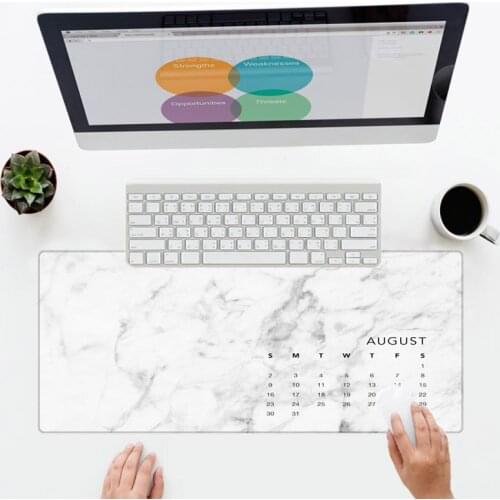 XGZ 2018 New White and Black Marble Pattern Desktop Mouse Pad 400X900X5MM Rubber Never Fade Home Office PC Laptop Mouse Mats