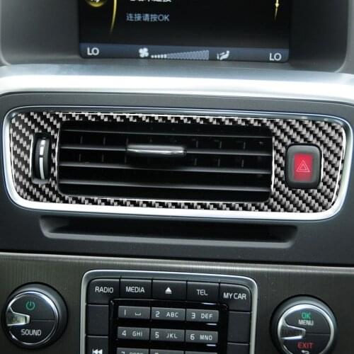 Genuine Carbon Fiber For Volvo V60 2010-2017 S60 2010-2018 Central Dash Air Outlet Vent Frame Cover Trim Car Styling Accessories