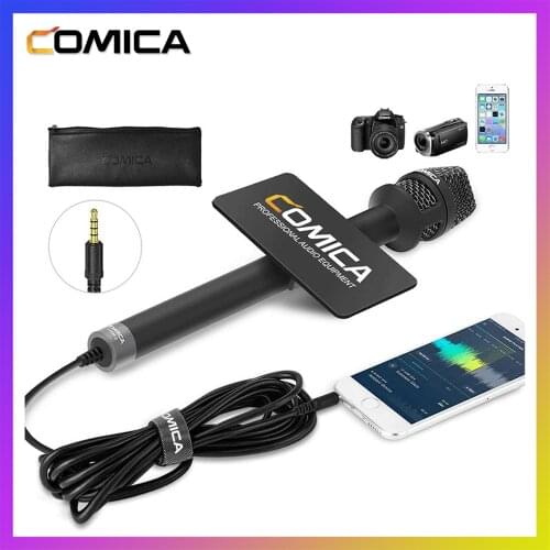 COMICA HRM-S Handheld Interview Microphone for Smartphone,Condenser Cardioid Phone Microphone for Reporter(3.5mm TRRS)