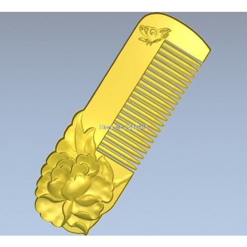 Comb with peony 3d model relief for cnc in STL file format