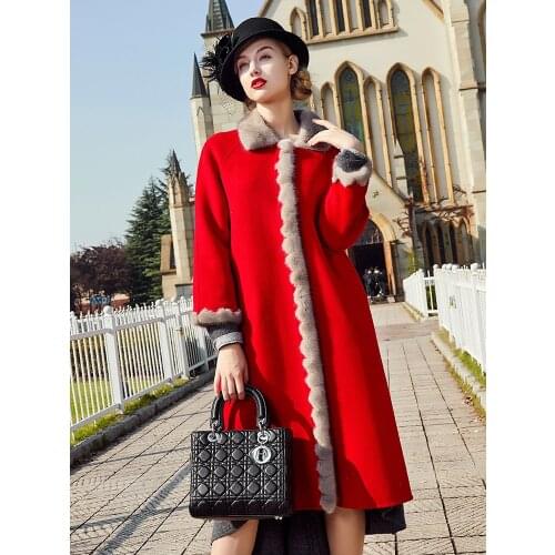 Wool Real 100% Coat Winter Jacket Women Clothes 2020 Mink Fur Collar Double Side Woolen Coat Elegant Long Jackets MY3832 en s