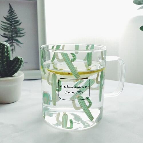 Cactus glass with heat-resistant mug large capacity coffee cup breakfast cup juice cup simple Nordic style drinkware