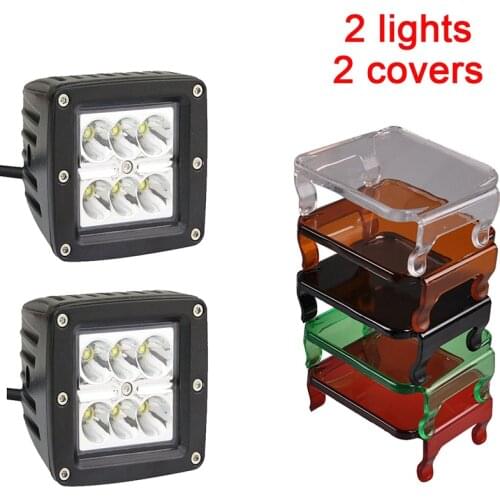 3inch 18W Led Work light Clear Red Amber Blue Green Cover 12V 24V 12w Spot Led Driving Offroad Square Cube Light Fog Headlight
