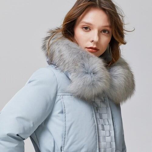 Warm winter down jacket fashion in Europe and the wind xian shu long sleeve white duck down jacket