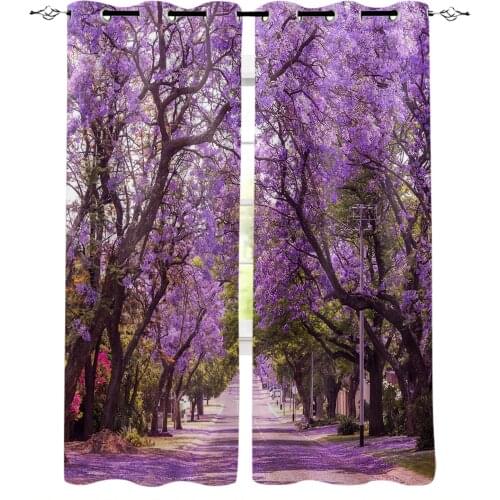 Cherry Blossoms Tree Branch Purple Flower Curtains For Living Room Modern Window Curtains For Bedroom Curtains Drapes Blinds