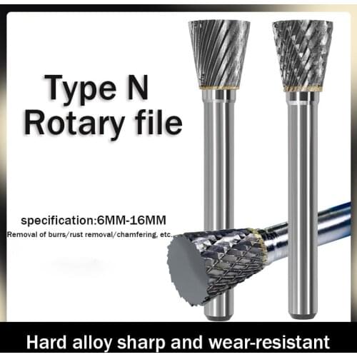 Tungsten Steel Grinding Head Carbide Rotary File N Type Inverted Taper Bit Single And Double Slot Milling Cutter