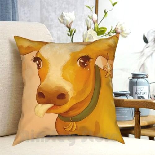 Banana Cow Time !!!! Pillow Case Printed Home Soft Throw Pillow Banana Banana Cow Strawberry Cow Strawberry Cow Fruit