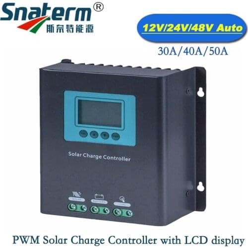 High Quality!! 40A 50A 30Amps 12V 24V 48V Auto LCD PWM Solar PV panel cells battery charger controller for solar street lamp