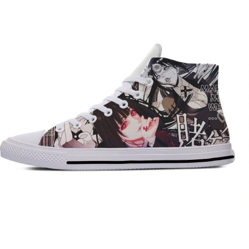 Japanese Manga Anime Kakegurui Jabami Yumeko Casual Cloth Shoes High Top Lightweight Breathable 3D Print Men Women Sneakers