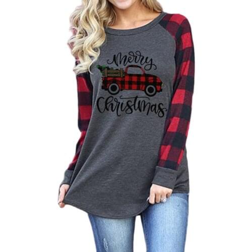 Merry Christmas Women Sexy Tops Christmas Car Print Graphic Tee Patchwork Summer Plus Tshirt Aesthetic 2020 Shirt Kawaii