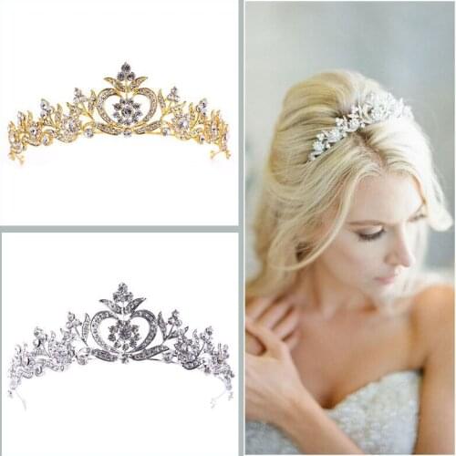 Gold alloy crown tiara women flower crown princess wedding hair accessories headband bridal crown jewelry