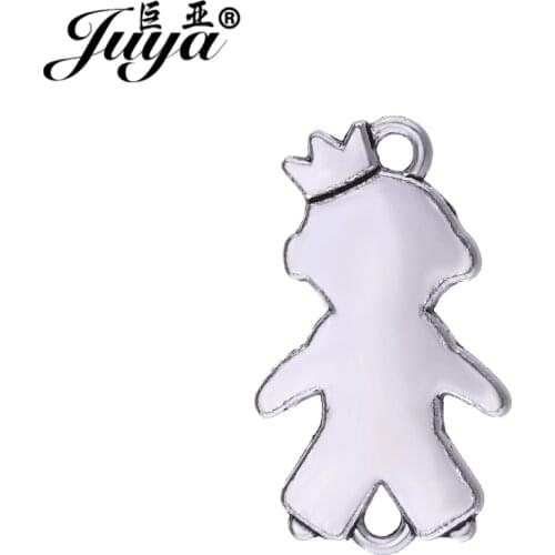 JUYA Metal Connectors for Women Handmade Bracelet 24x14mm Jewelry Making Findings 15pcs/lot Boy with Crown Connector CR0097