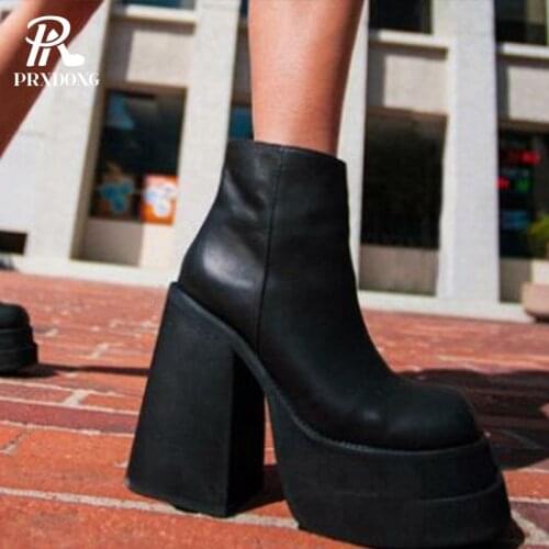 2021 Hot Women Boots Sexy Super High Heels Thick Platform Dress Party Weddings Female Shoes Ankle Knee High Lace Up Zipper Black