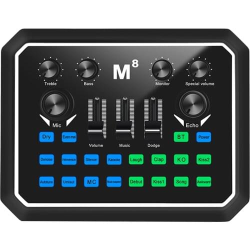 Muslady Sound Card Universal Audio Card Sound Adapter Multiple Sound Effect Microphone for Live Broadcast for PC Phone Computers