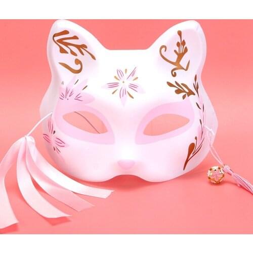 1PC Anonymous Masquerade Cherry Blossom Cat Mask Costumes Anime Cosplay Mask for The Face Headwear Halloween Party Mask Props