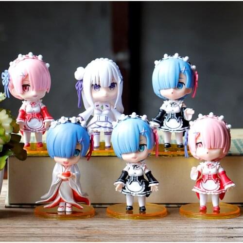 1 PCS Random style Anime figure Life in a different world from zero PVC Model Maid Subaru Natsuki Emilia Rem Ram Action Figures