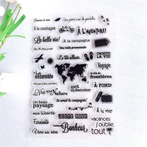 11*16 French Travel Clear Stamps Transparent Silicone Seal for DIY Scrapbooking Card Making Photo Album Decoration Craft Stamp